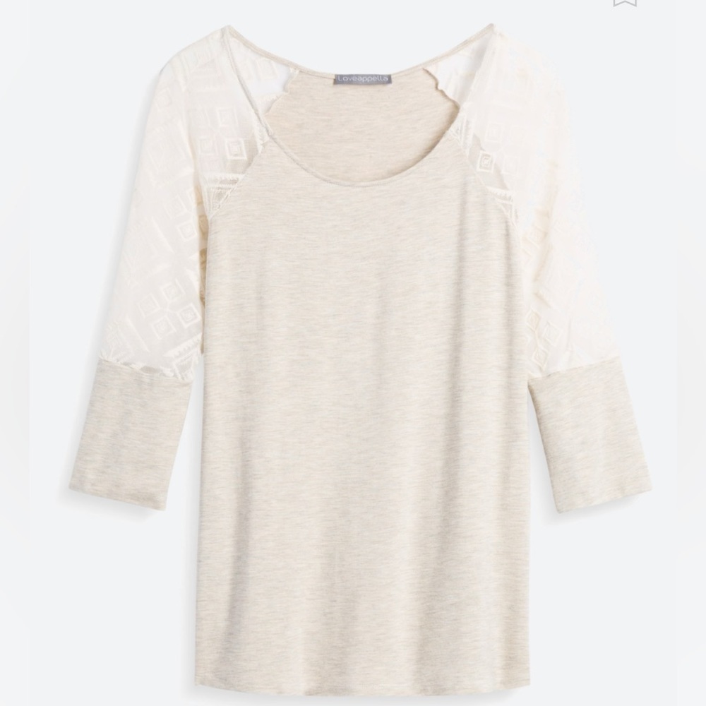 Loveapella - bought on stitch fix. Roxi Lace detail knit top womens size XL
